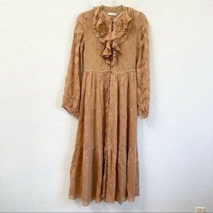 Doen Faye Maxi Dress Adobe Floral Embroidered Size XS NWT